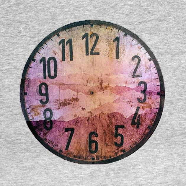 Clock face - Smoky Mountains Grunge Dusky Pink Option by WesternExposure